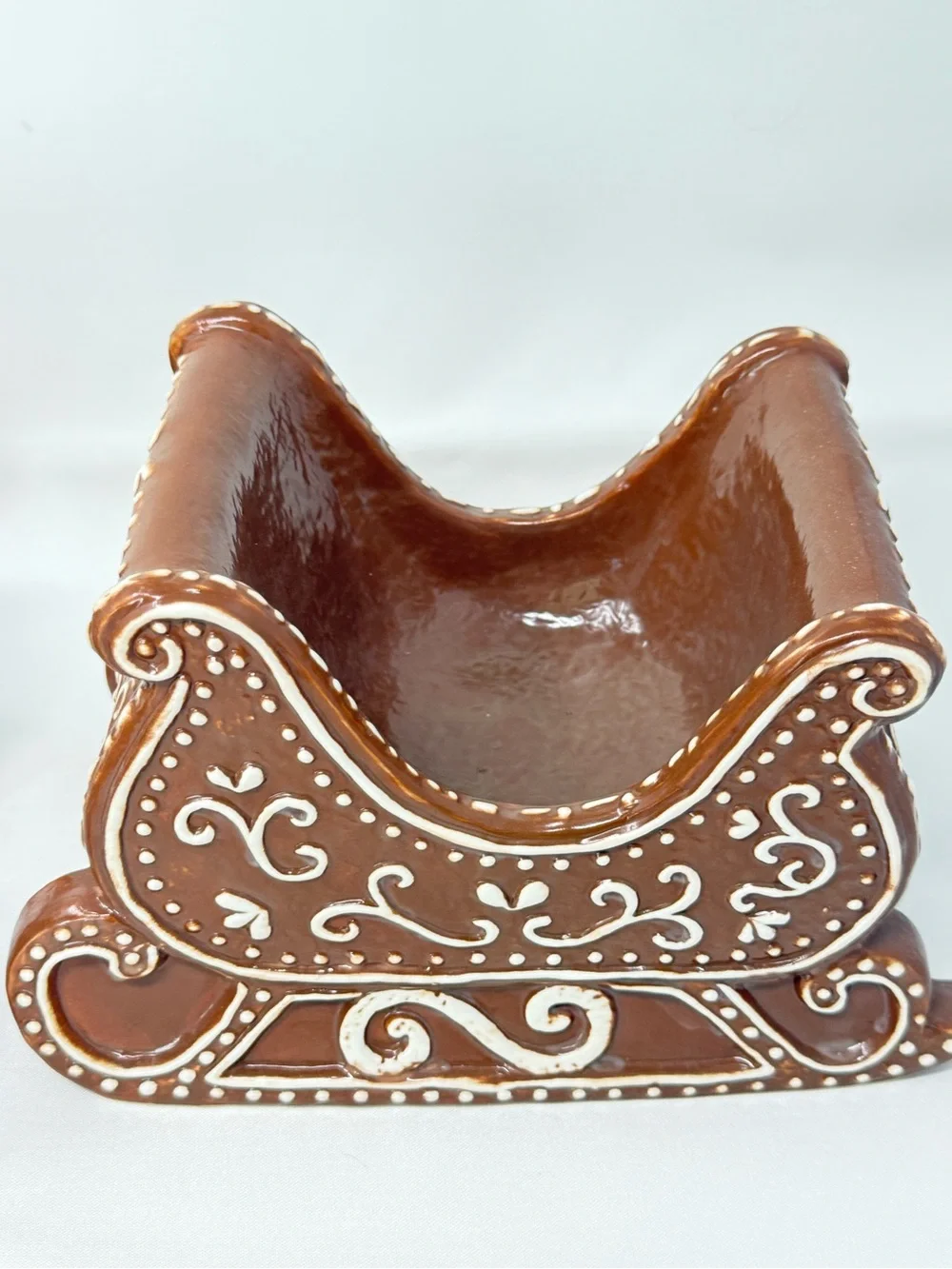 Pottery Barn Handcrafted Ceramic Gingerbread Reindeer & Sleigh Set NEW